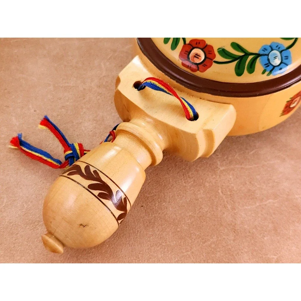 Vintage Romanian Wooden Flask Canteen 9